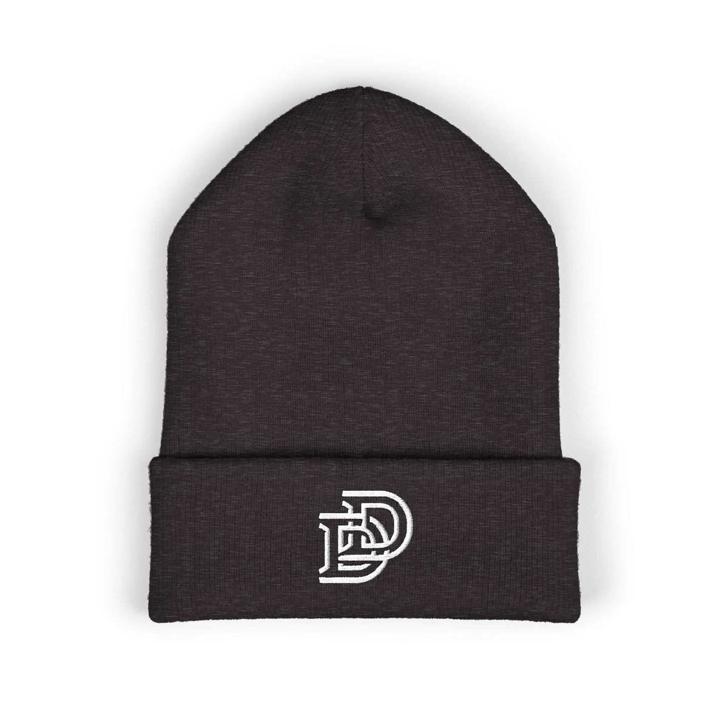 Embroidered Monogram Cuffed Beanie — Classic Initial D Knit Hat