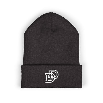 Embroidered Monogram Cuffed Beanie — Classic Initial D Knit Hat