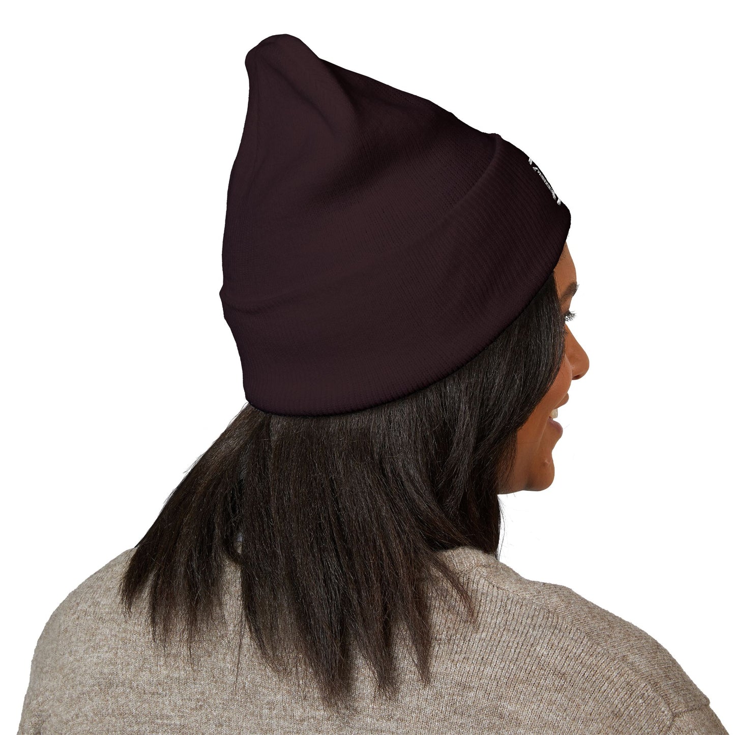 Embroidered Monogram Cuffed Beanie — Classic Initial D Knit Hat