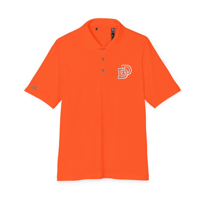 Orange Performance Polo with 'D' Chest Logo — Men's Golf & Team Shirt