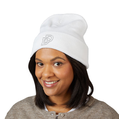 Embroidered Monogram Cuffed Beanie — Classic Initial D Knit Hat